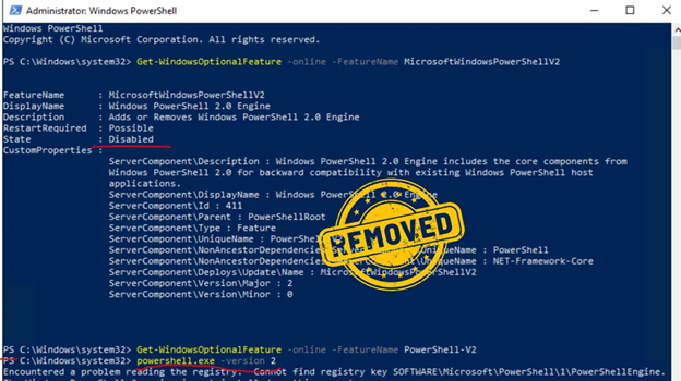 Microsoft ถอนการติดตั้ง Windows PowerShell 2.0 ออกจาก Windows